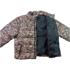 Time and Tru Floral Puffer Jacket Coat Girl's Youth Large 12-14